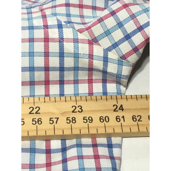 Peter Millar Nanoluxe Men Plaid Button Up Shirt Academia Preppy Blue Size Large - Picture 10 of 11